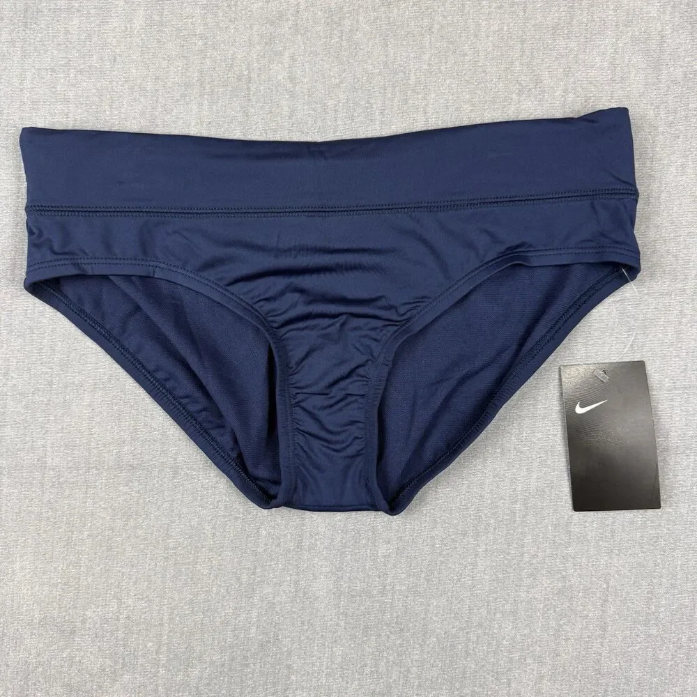 Nike Bikini Bottom Women M Navy Blue Swim NESS9275-440 Athletic New